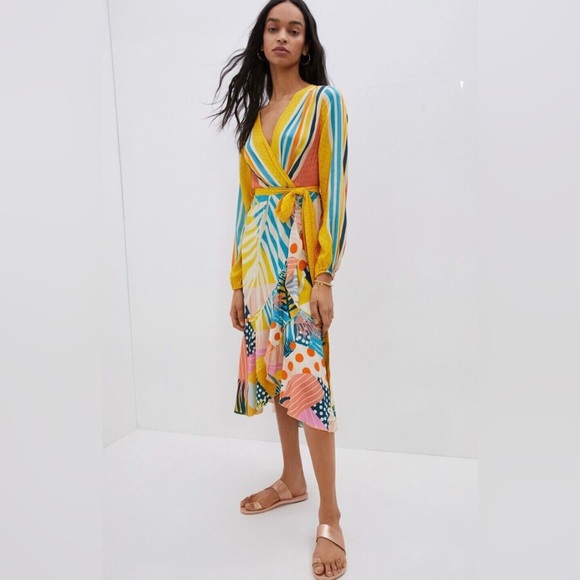 Anthropologie Misty Maxi Asymmetric Dress Multicolor Abstract Print Size Small - Picture 1 of 7